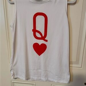 Women’s White Sleeveless Top with Red Print